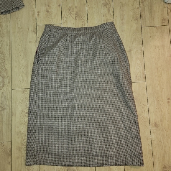 Vintage  Koret coordinating blazer skirt suit set brown beige wool blend 8 - Picture 7 of 10